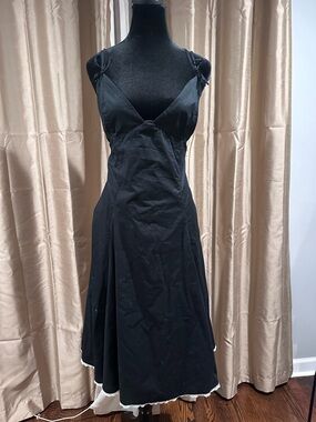 Oh Polly Black V-Neck Midi Dress with Tie Straps